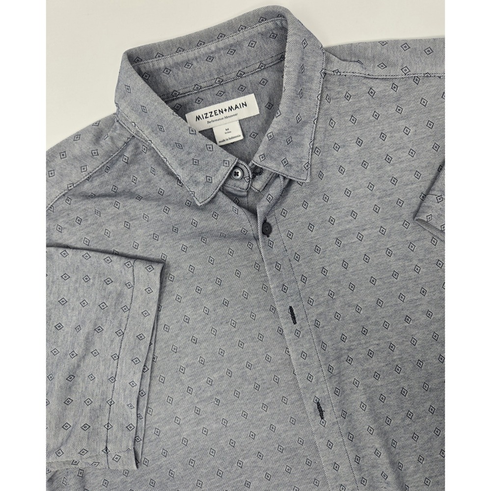 Mizzen Main Shirt Mens M Halyard Diamond Dobby  Classic Fit‎ Short Sleeve Gray